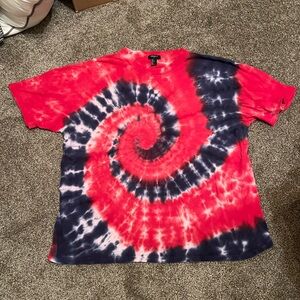 Men’s Red and Blue Tie-Dye T-Shirt Large